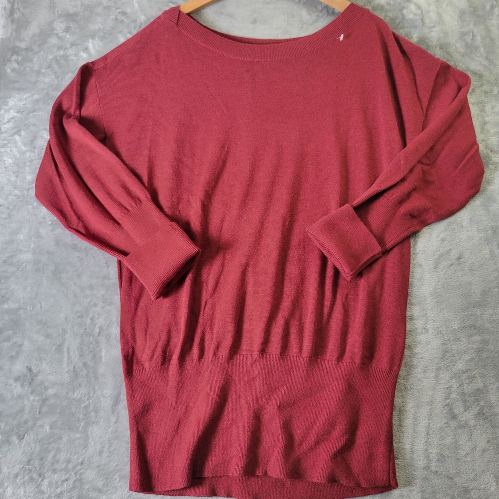 WHBM Dark Rouge Red Boat Neck Tunic Sweater XL Cashmere Blend Heritage Prep